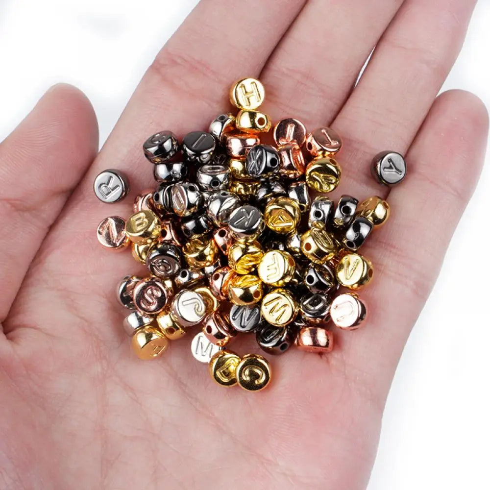 100Pcs Russian Letter Acrylic Beads – Alphabet Spacer Beads Alphabet Craft Beads Nixie Metal mixcolor Lette 100Pcs
