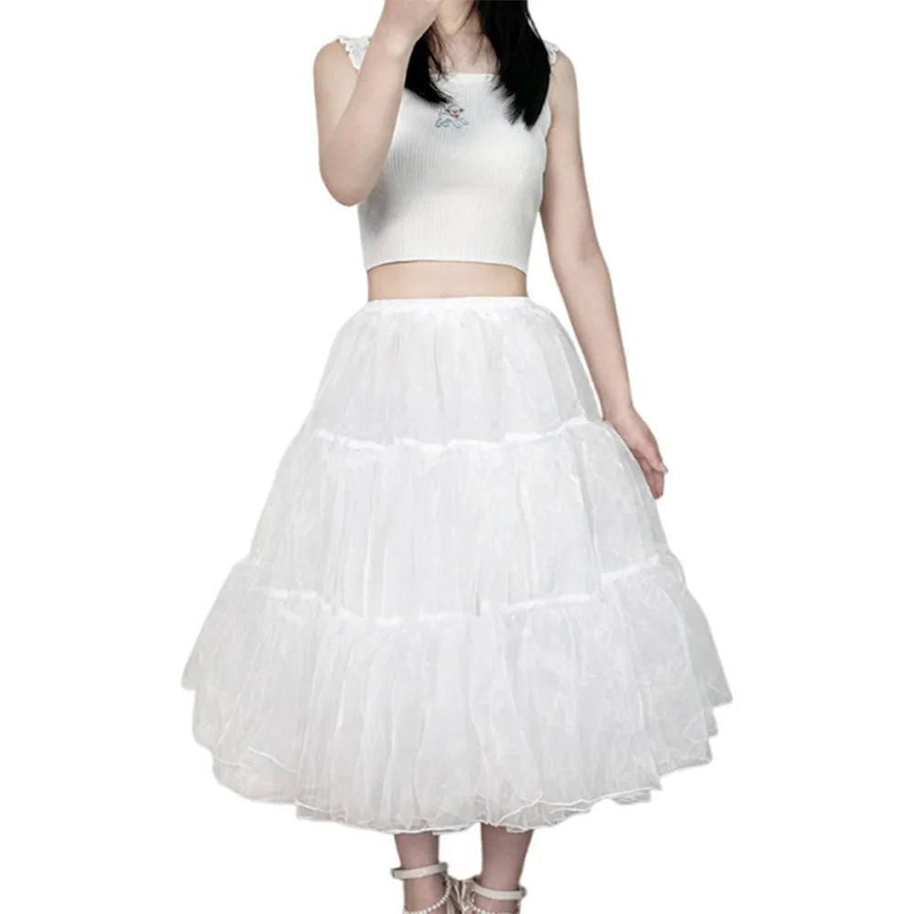 Lolita Petticoat Crinoline Underskirt – Cosplay & Bridal Petticoat Underskirt Nixie White 4 layers 70cm