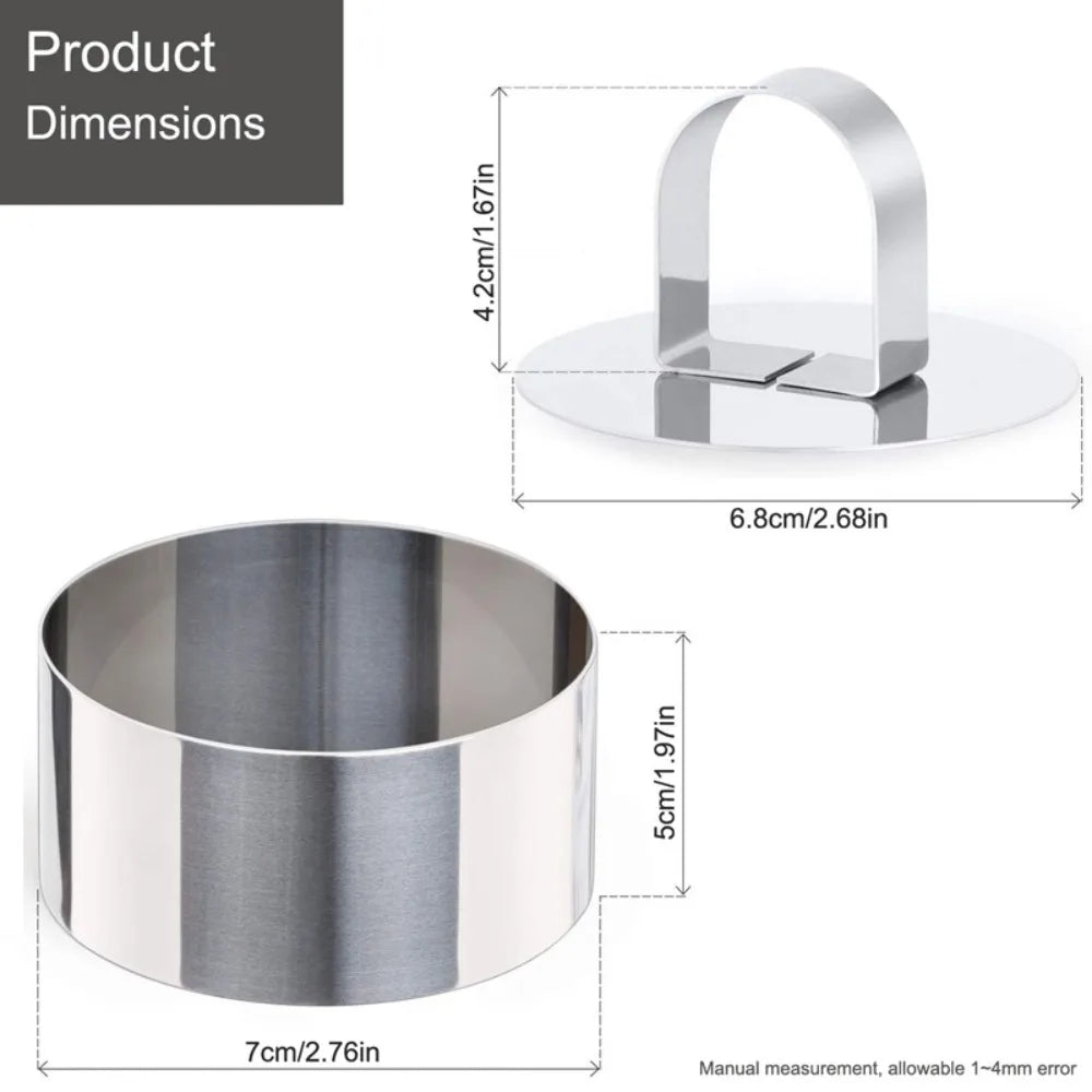 Stainless Steel Round Cake Mousse Ring Molds with Pusher 2-Pc Cake Ring Mold Nixie