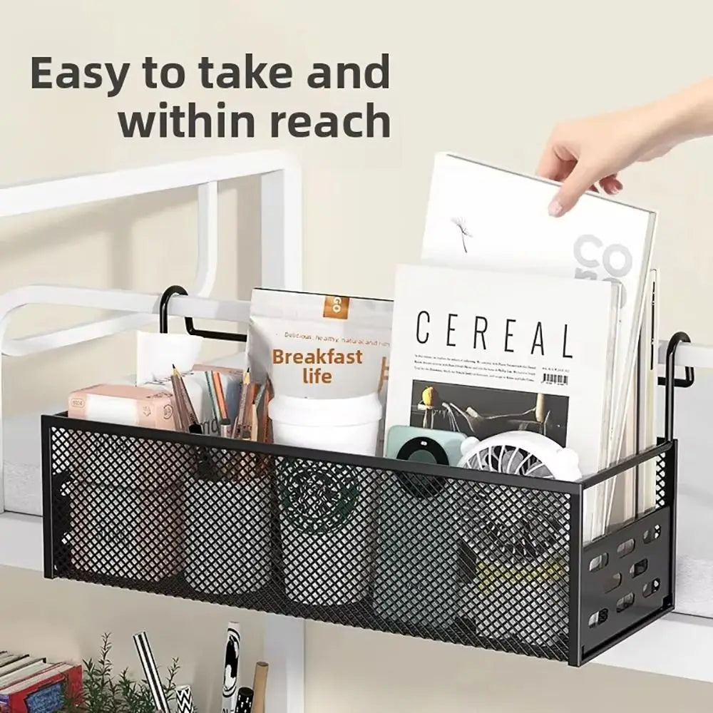 Punch-Free Bedside Hanging Basket – Bed Storage Shelf Rack Bedside Storage Shelf Nixie