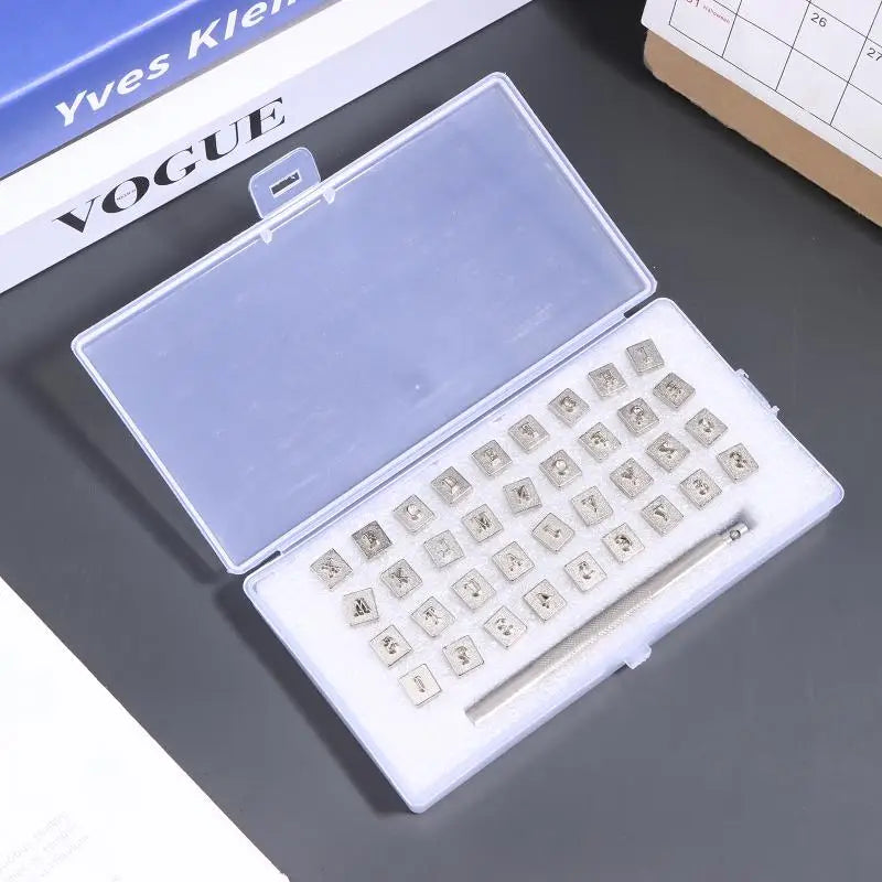 36Pcs Stainless Steel Alphabet & Number Stamp Punch Kit Leather Stamp Kit Nixie