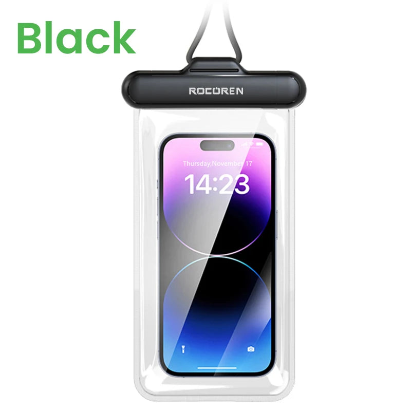 Rocoren Waterproof Phone Case Bag – Universal Swim Cover Waterproof Phone Case Nixie Black IPX8