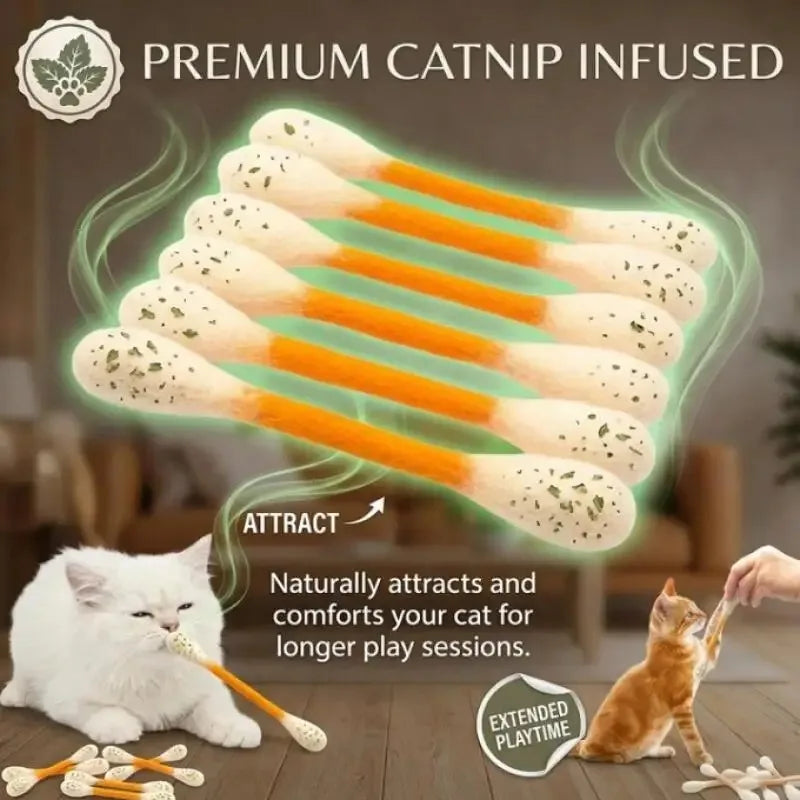 6-Pack Catnip Sisal Cat Chew Toys – Bite & Teeth Grinding Sticks Cat Chew Toy Nixie