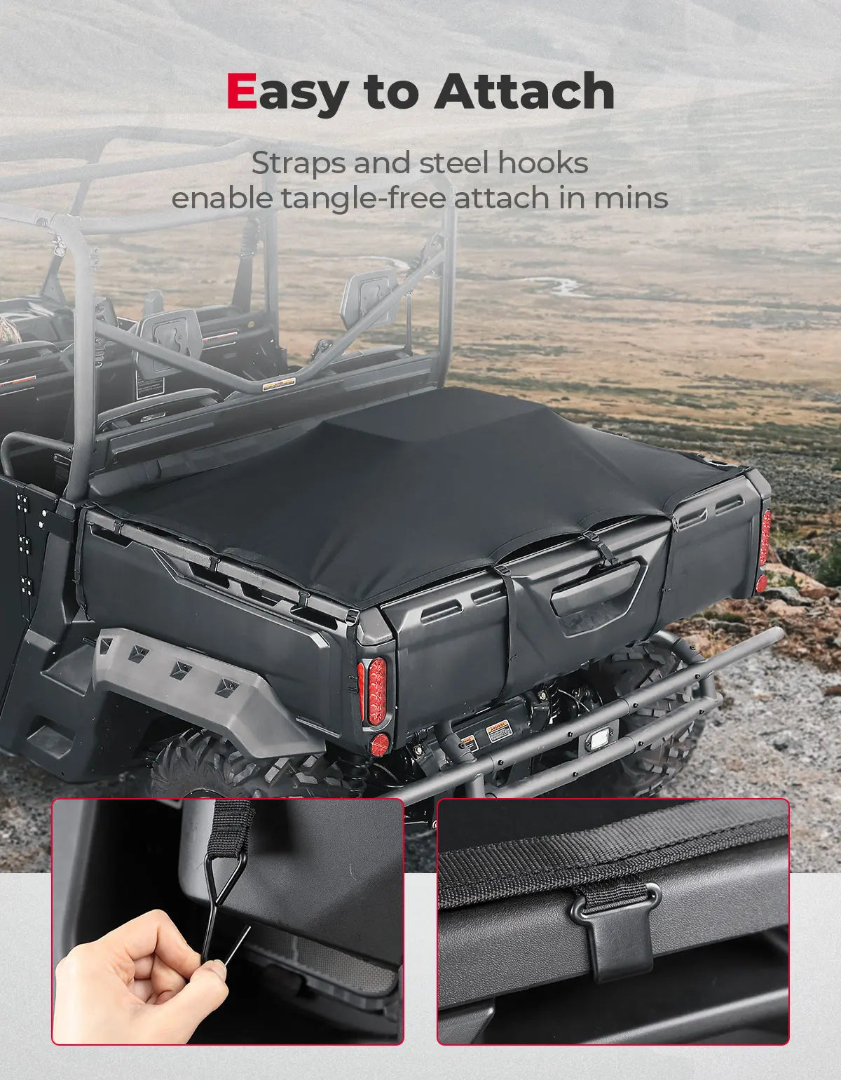 Can-Am Defender Tonneau Cover – Waterproof UV50+ Cargo Bed Cover UTV Cargo Bed Cover Nixie