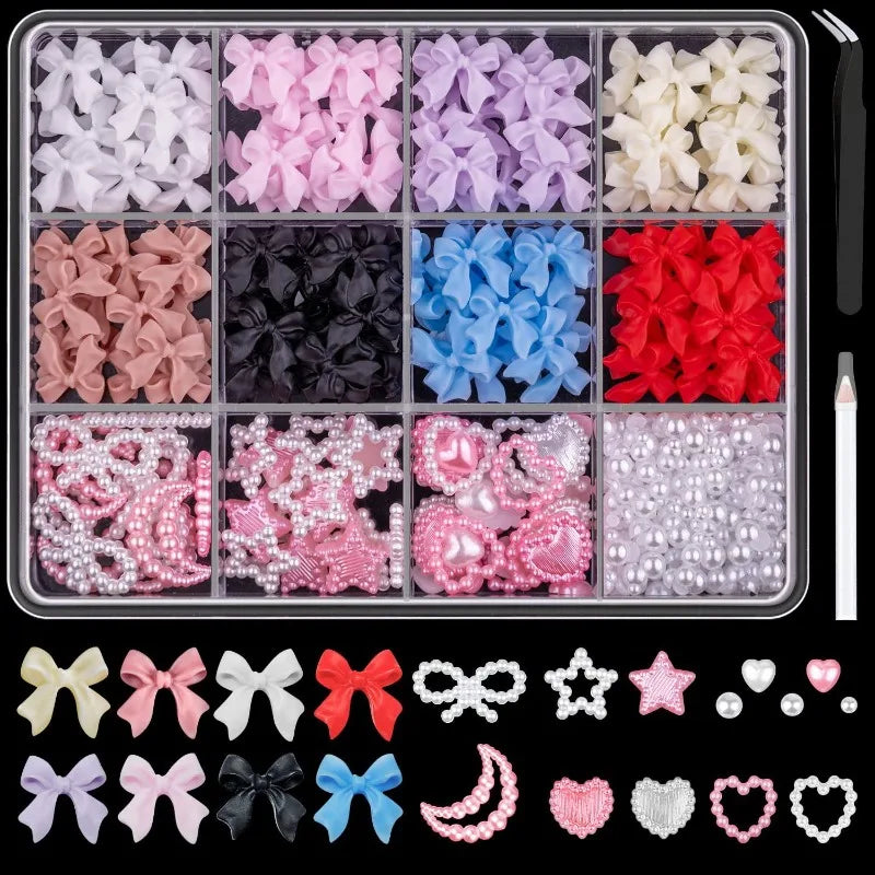 3D Flower Nail Charms Set – Acrylic Blossom Rhinestones DIY