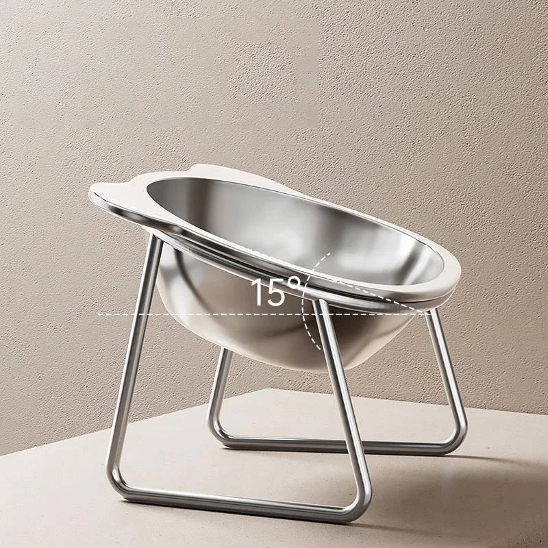 Raised Cat Bowl 304 Stainless Steel 15° Tilted Elevated Pet Dish Elevated Pet Bowl Nixie