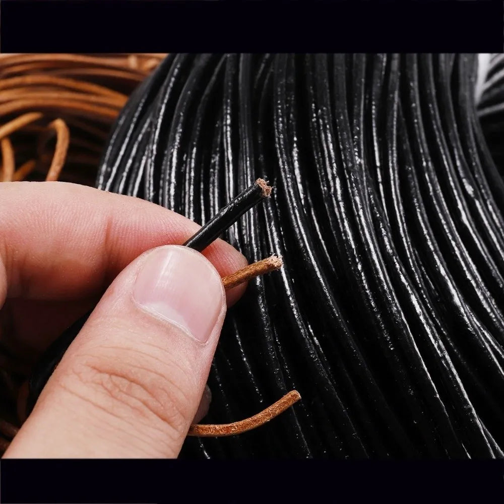 Black Genuine Leather Cord 1–6mm Round Thong for DIY Jewelry Leather Jewelry Cord Nixie