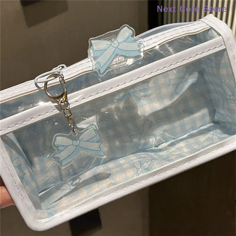 Sweet Bow Transparent Pencil Case – Large Capacity Zipper Bag Transparent Pencil Case Nixie