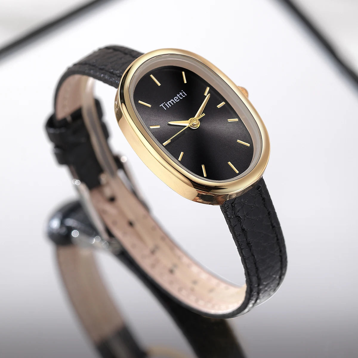REBIRTH Retro Oval Leather Women's Watch – Quartz Elegant