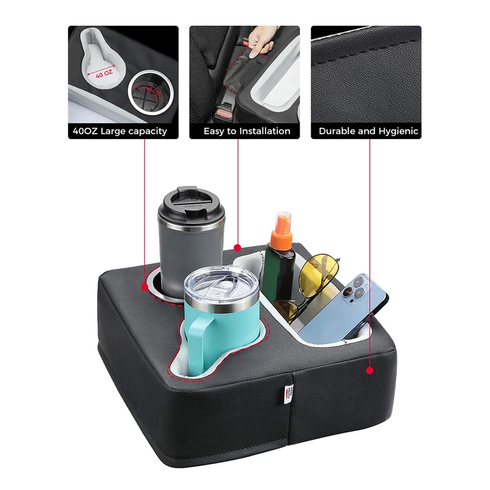 Universal Car Back Seat Cup Holder Organizer Tray | PU Leather Car Seat Organizer Nixie