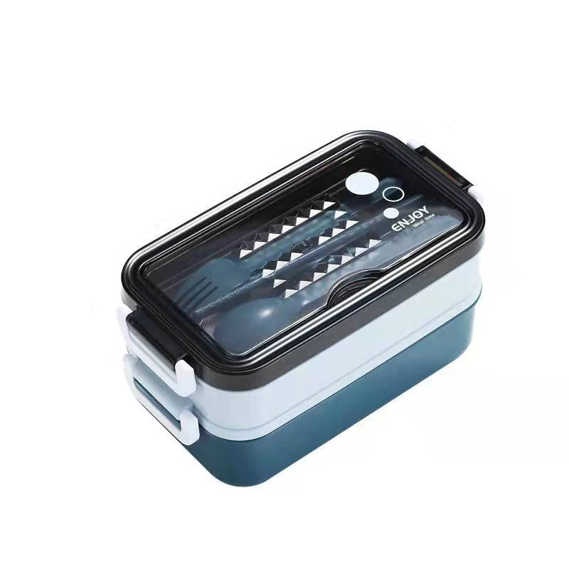 1000ml Double Layer Microwave Lunch Box BPA Free + Cutlery
