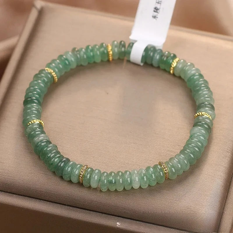 Natural Dongling Jade Abacus Bead Bracelet – Green Crystal