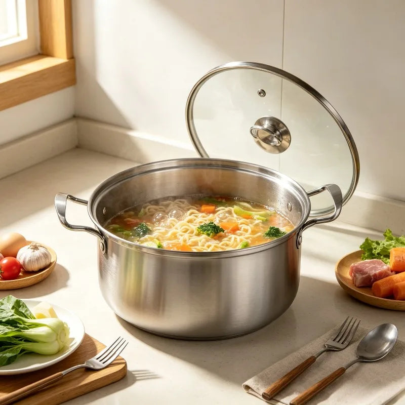 6-Piece Non-Stick Stainless Steel Cookware Set – 3 Pots & Lids Cookware Set Nixie