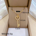 Heart & Key Gold Pendant Necklace – Zircon Collarbone Chain Pendant Necklace Nixie XL2606-580