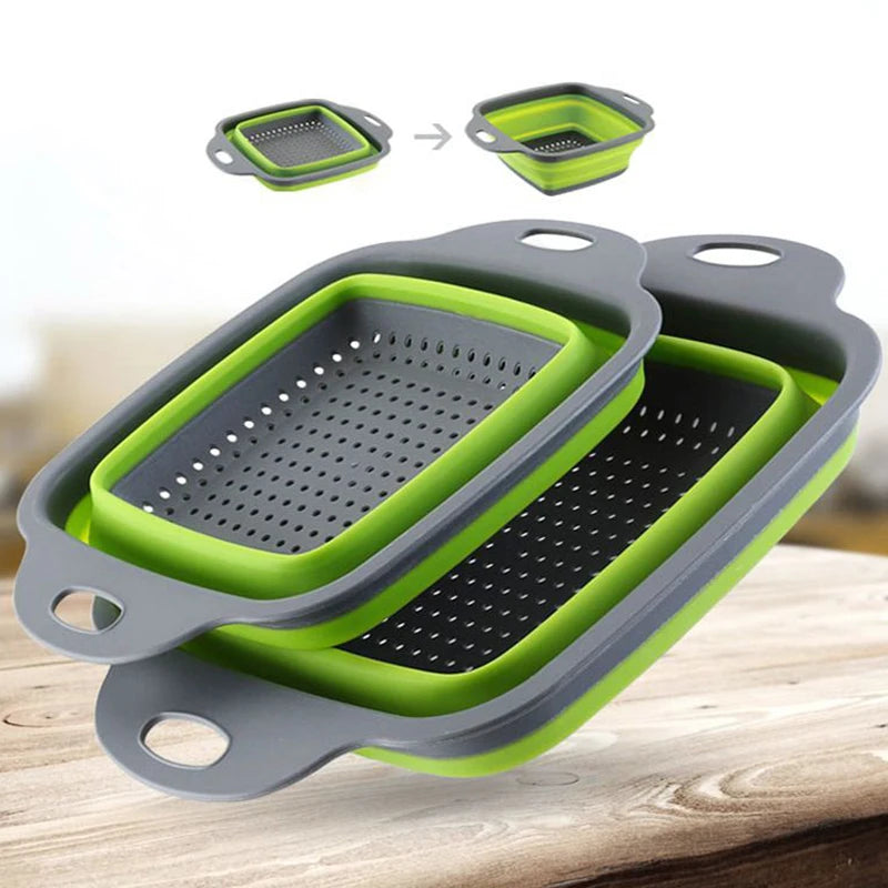 Foldable Silicone Colander Vegetable Washing Basket (1-2pc)