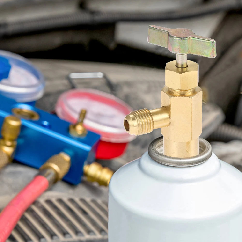 R1234YF Self-Sealing Refrigerant Can Tap 1/2" LH & 1/4" SAE Refrigerant Can Tap Nixie