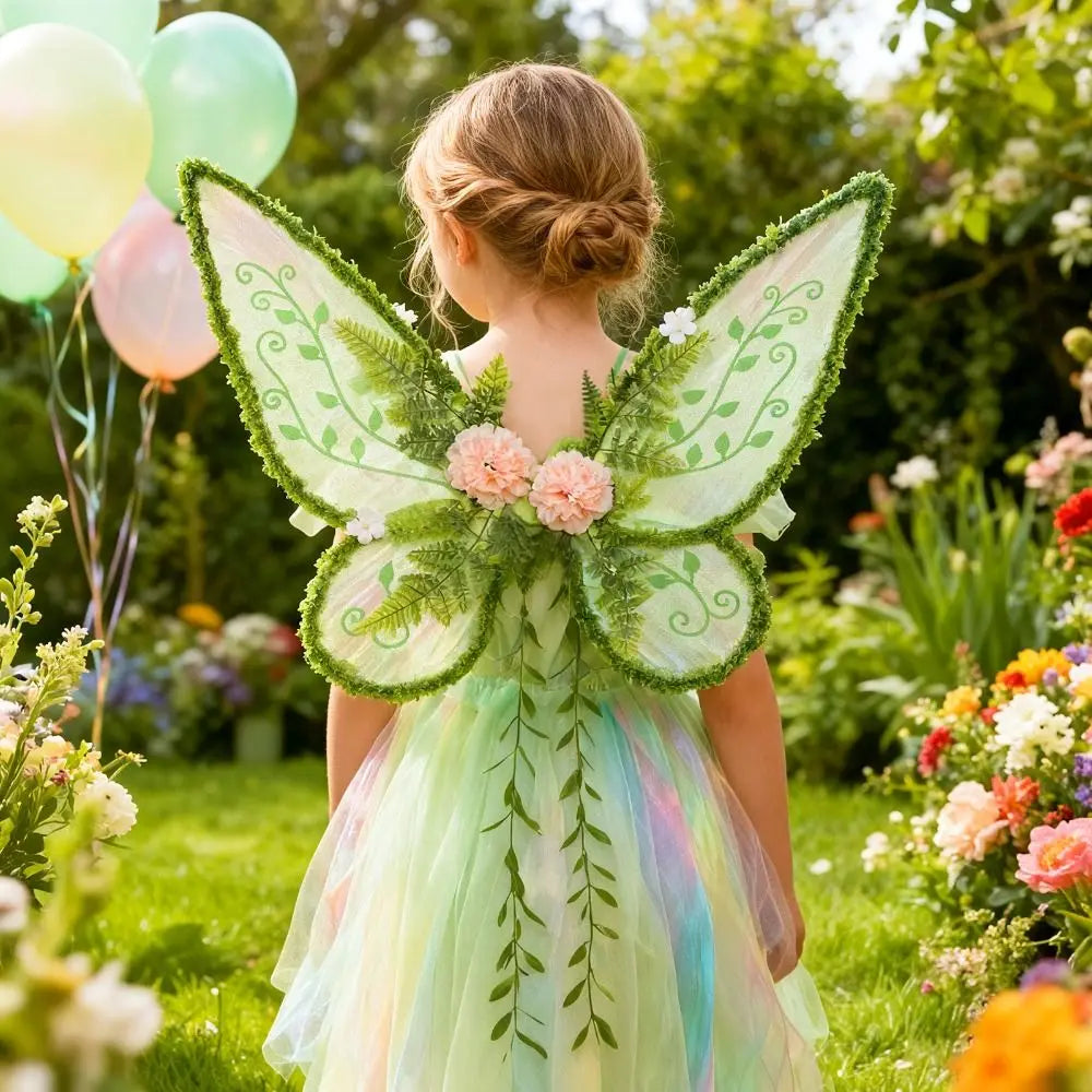 Forest Fairy Wings Set with Flower Crown & Magic Wand Fairy Costume Set Nixie