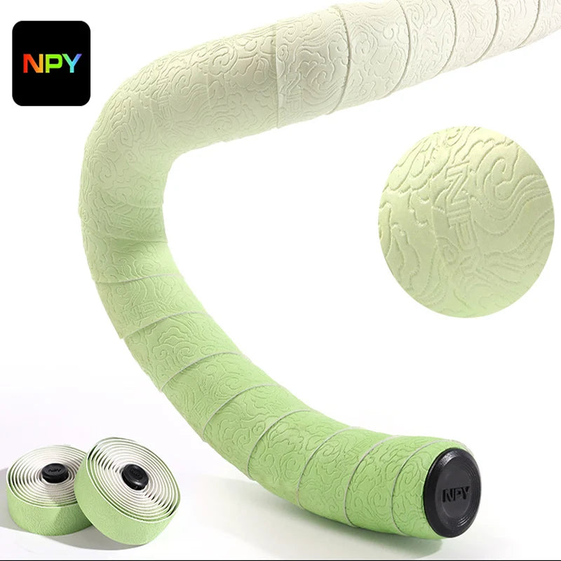 Road Bike Handlebar Tape EVA/PU Anti-Slip Bar Wrap + Plugs Handlebar Tape Nixie GREEN