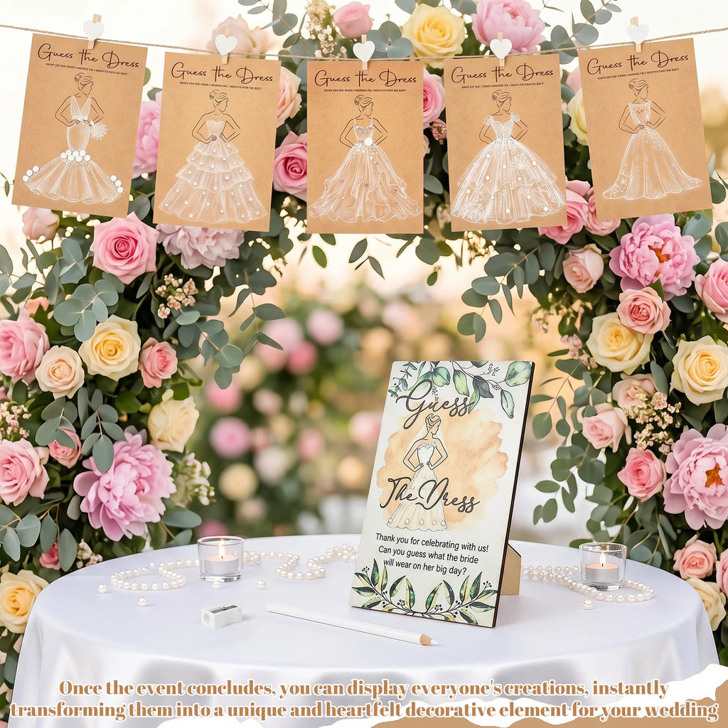 30-Pc Guess the Dress Bridal Shower Game Cards with Pens Bridal Shower Game Nixie