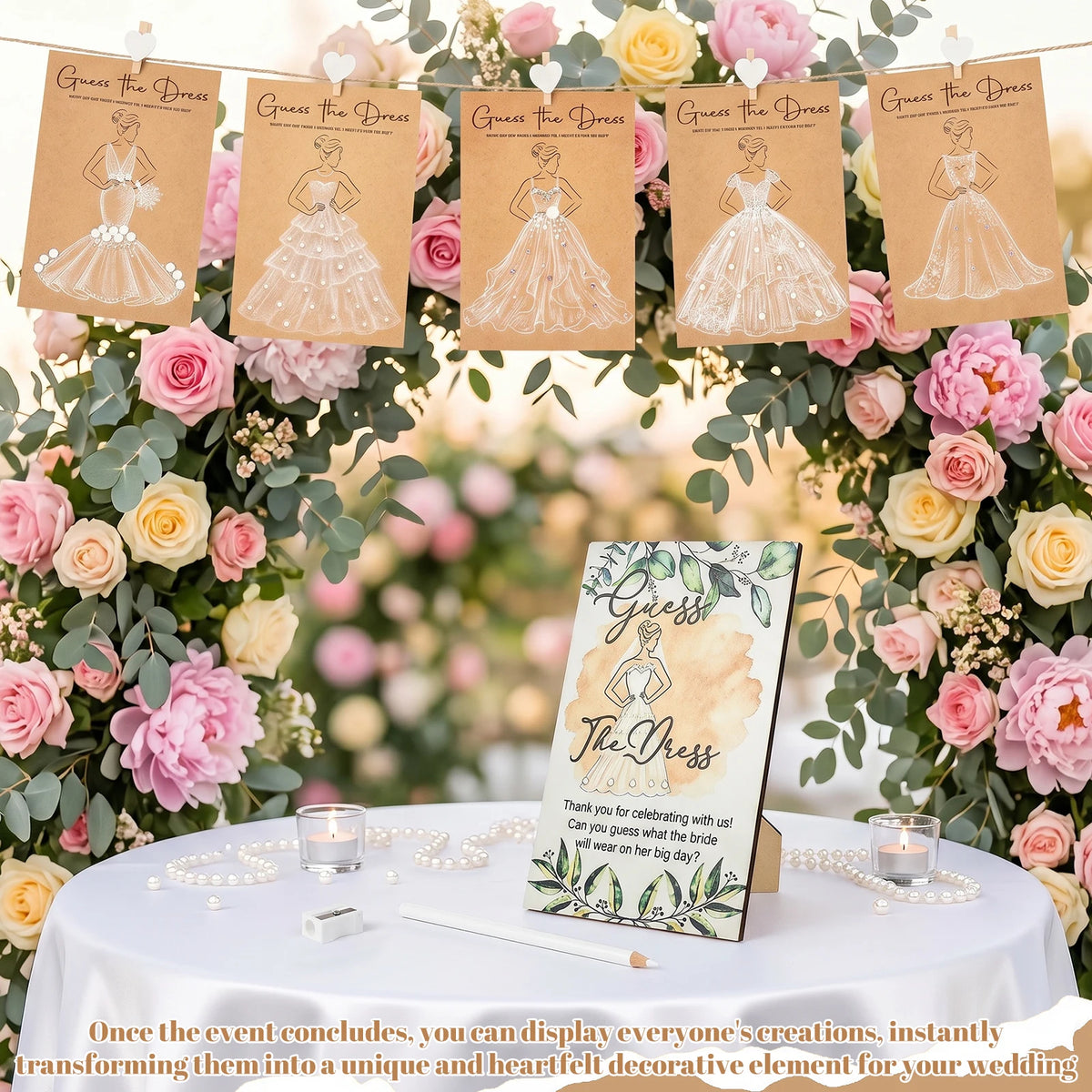 30-Pc Guess the Dress Bridal Shower Game Cards with Pens Bridal Shower Game Nixie