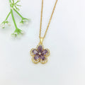 Colorful Flower Pendant Necklace | Stainless Steel Collarbone Chain Pendant Necklace Nixie XL2606-547
