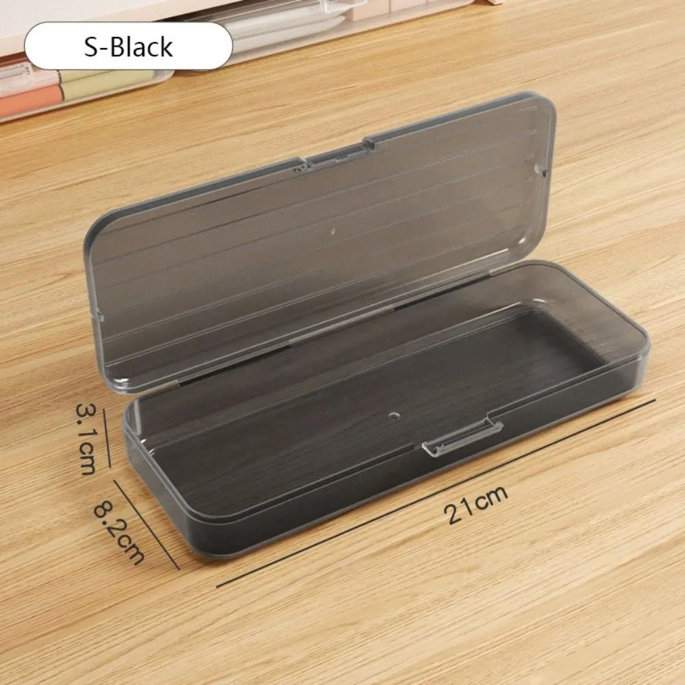 Transparent Plastic Pencil Case Stackable Stationery Storage Box