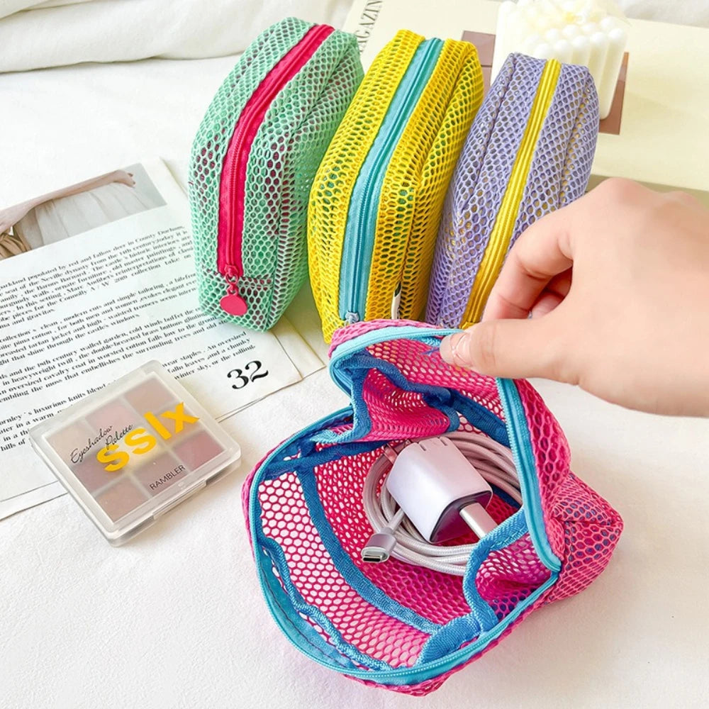 Square Mesh Cosmetic Bag – Portable Zipper Storage Pouch Cosmetic Storage Bag Nixie