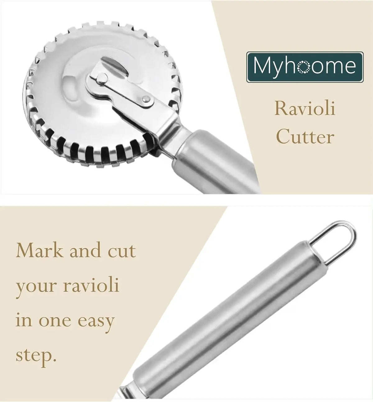 Stainless Steel Fluted Pasta Cutter Wheel – Ravioli Crimper Tool Pasta Dough Crimper Nixie