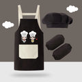 Cartoon Kids Apron Set – Waterproof Painting Apron, Hat & Sleeves Kids Apron Set Nixie Black-3pcs