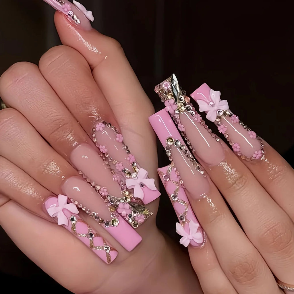 500PCS 3D Nail Art Kit – Resin Bows, Pearls & Shapes Nail Art Kit Nixie