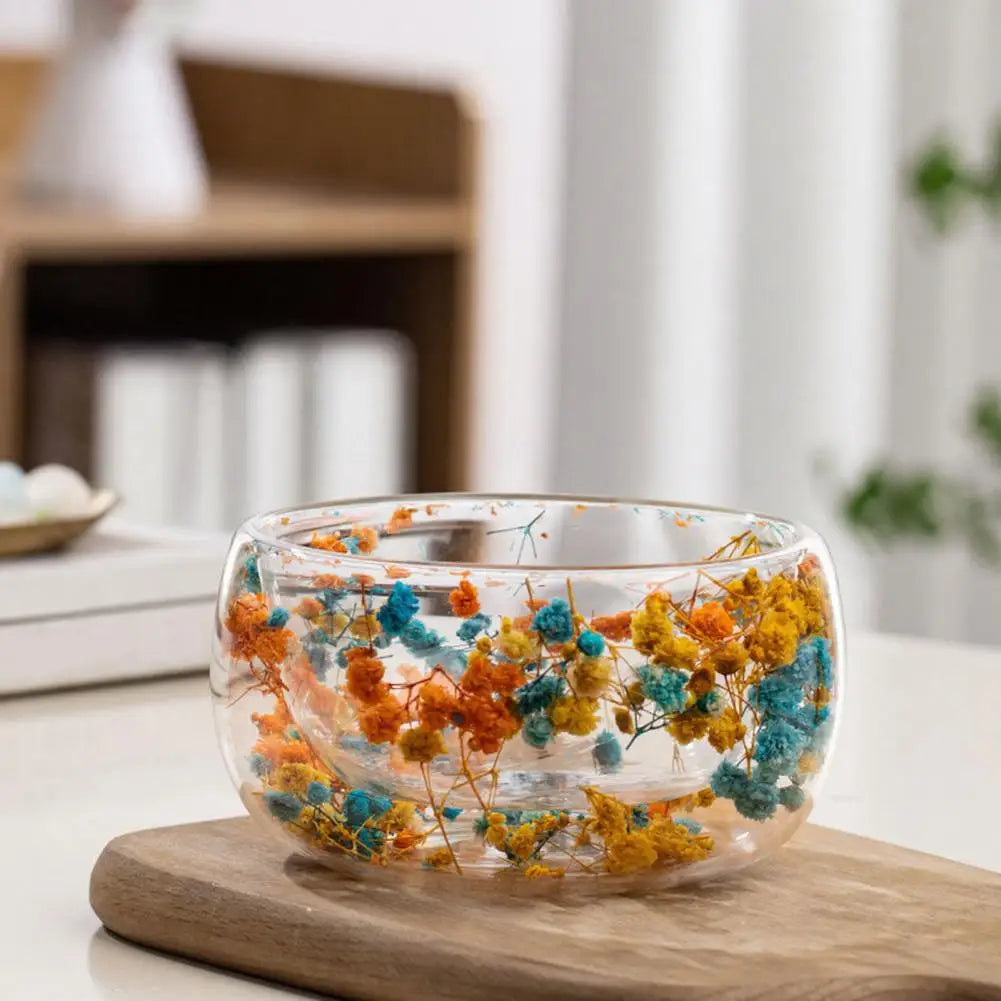 300ml Double-Walled Borosilicate Glass Bowl – Dried Flowers Decorative Glass Bowl Nixie