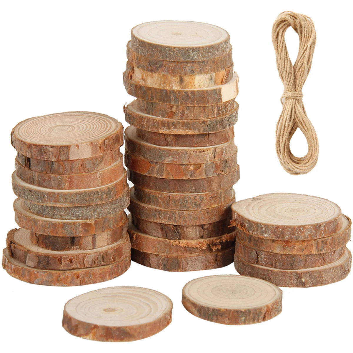 Natural Pine Wood Slices 30/50Pcs – DIY Crafts & Decor Wood Craft Slices Nixie 30Pcs 0.5x3-4cm