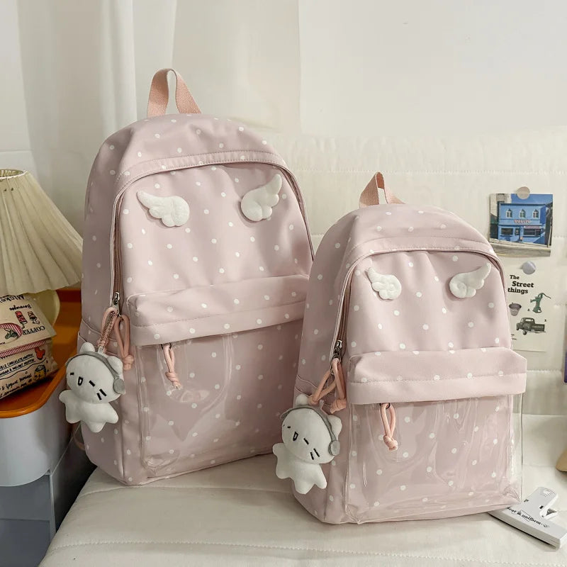 Polka Dot Transparent Large Capacity Student Backpack Student Backpack Nixie