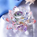 Crystal Lotus Flower Figurine – Glass Miniature Home Decor Gift Crystal Glass Figurine Nixie Multicolor