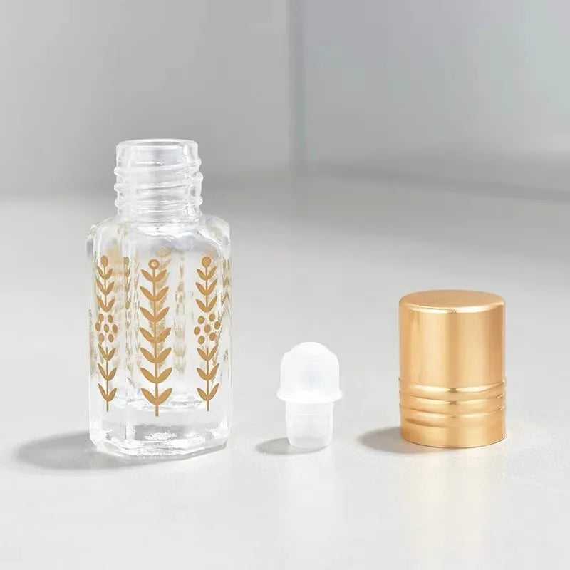 Glass Roller Bottles 3/6/12ml – Gold Wheat Essential Oil Travel