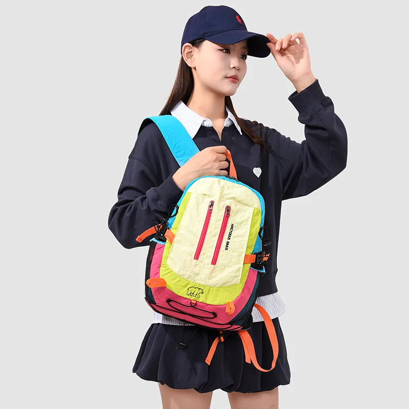 Color-Block Patchwork Backpack – Lightweight Travel Bag Women Travel Backpack Nixie