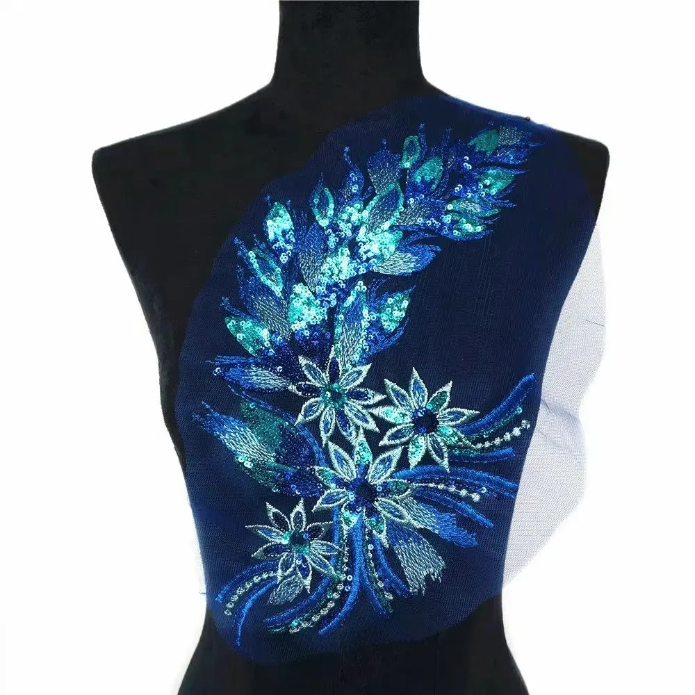 Sequined Floral Embroidery Sew-On Patch | Lace Trim DIY