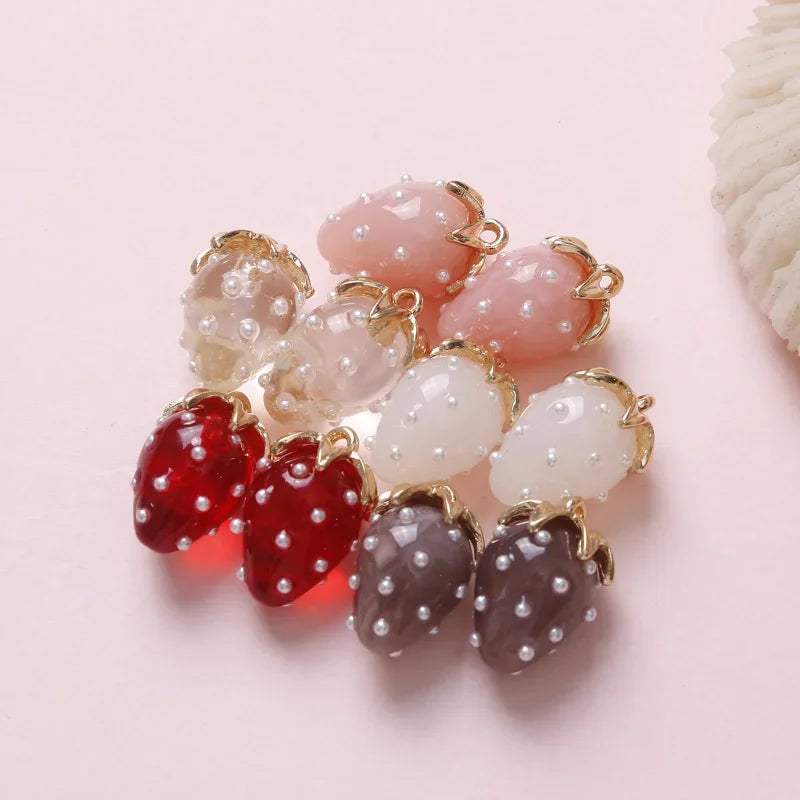 Resin Strawberry Pendant Charm for DIY Jewelry Making Jewelry Charm Pendant Nixie