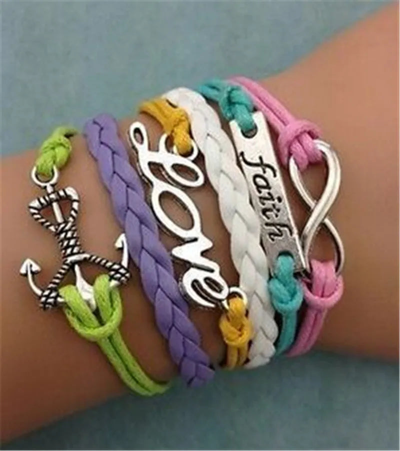 Owl Braided Multilayer Charm Leather Bracelet – Vintage Punk