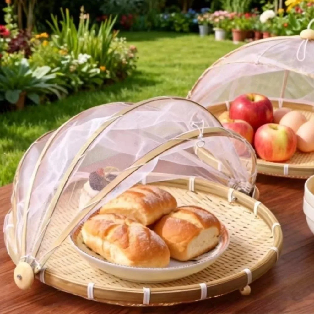 Bamboo Food Cover Basket with Anti-Mosquito Net | Hand-Woven Food Cover Basket Nixie