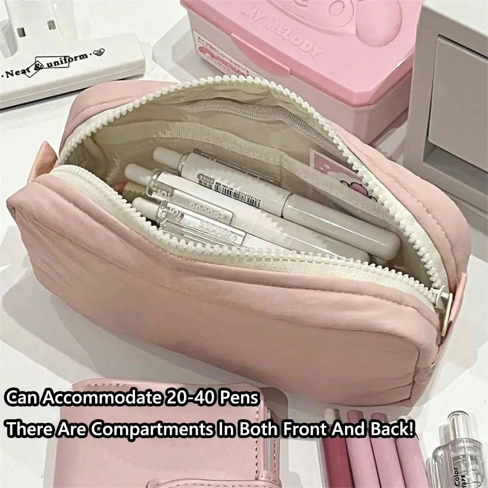 Large Capacity Pencil Case Zipper Pen Bag – Solid Color Pencil Case Nixie