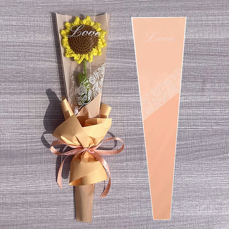 50PCS Iridescent Rose Sleeves Transparent Flower Wrapping Bags Floral Wrapping Sleeves Nixie