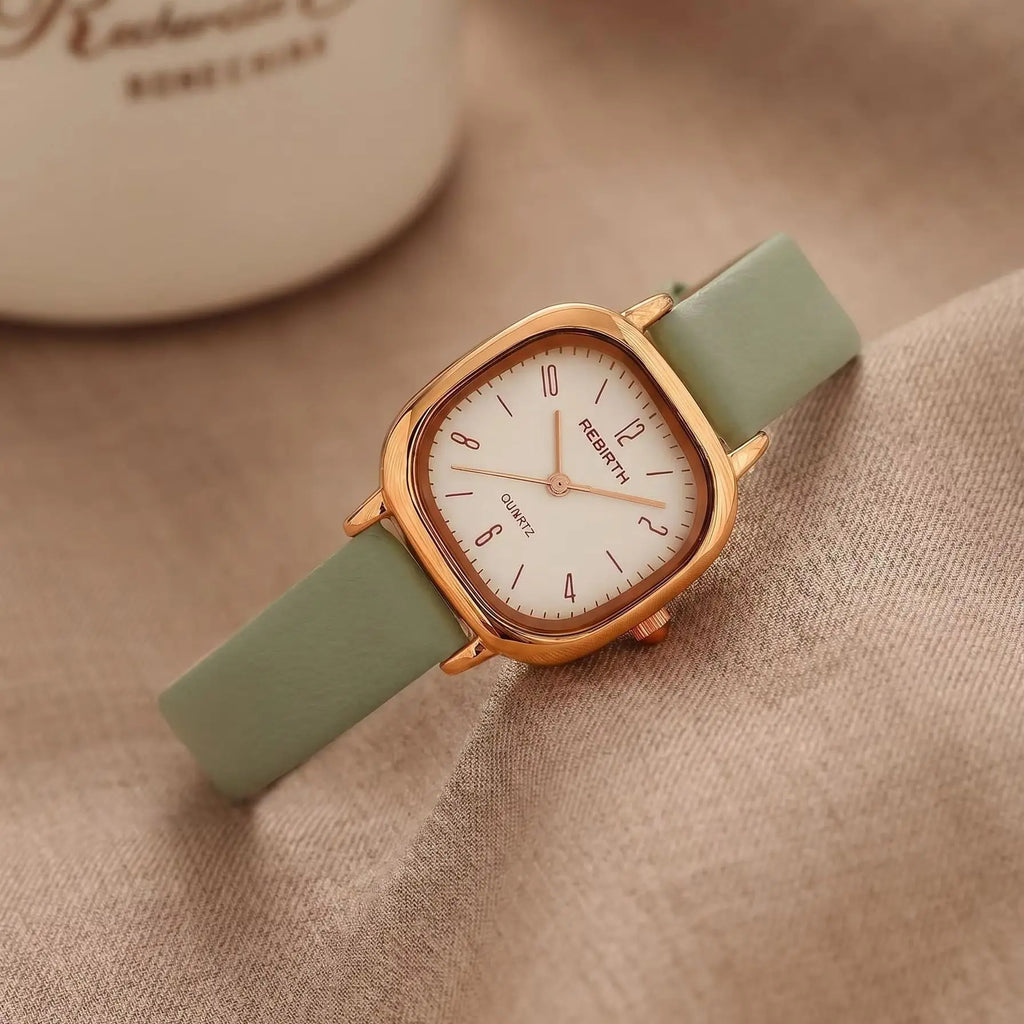 REBIRTH Roman Scale Quartz Watch | Leather Band, Water-Resistant Quartz Wrist Watch Nixie