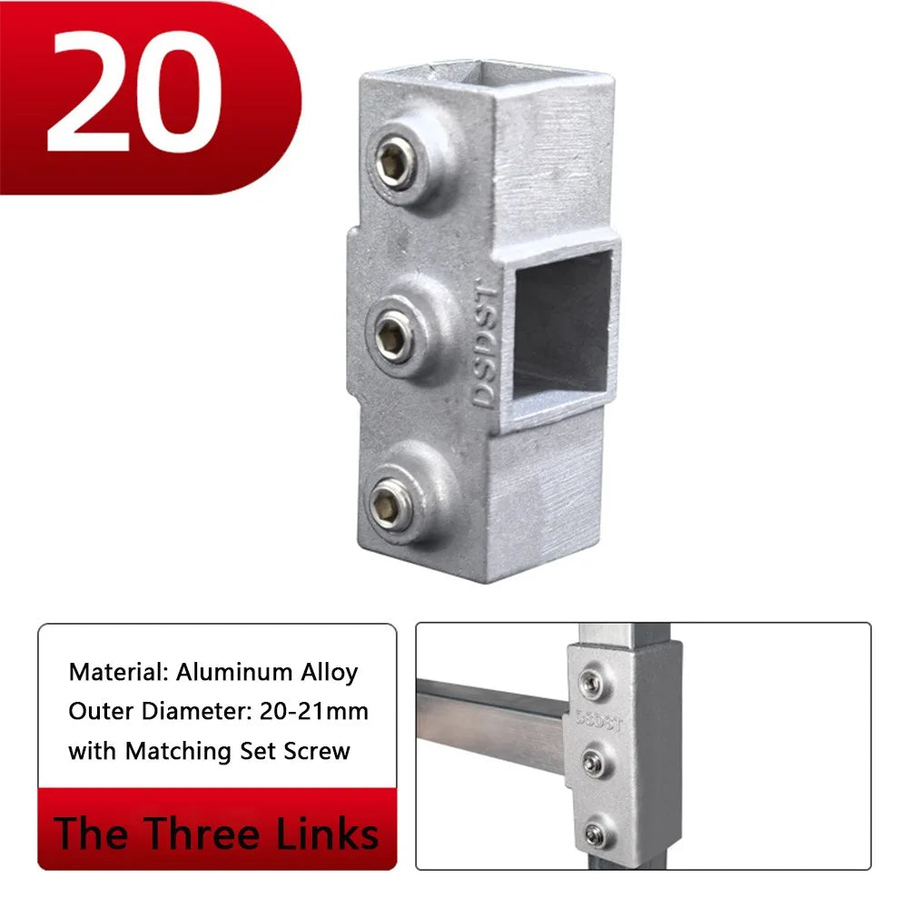 Aluminum Alloy Three-Way Square Tube Connector Pipe Clamp Pipe Fitting Connector Nixie 18