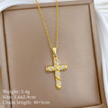 Women's Gold Cross Pendant Necklace – Stainless Steel Choker Pendant Necklace Nixie XL2606-610