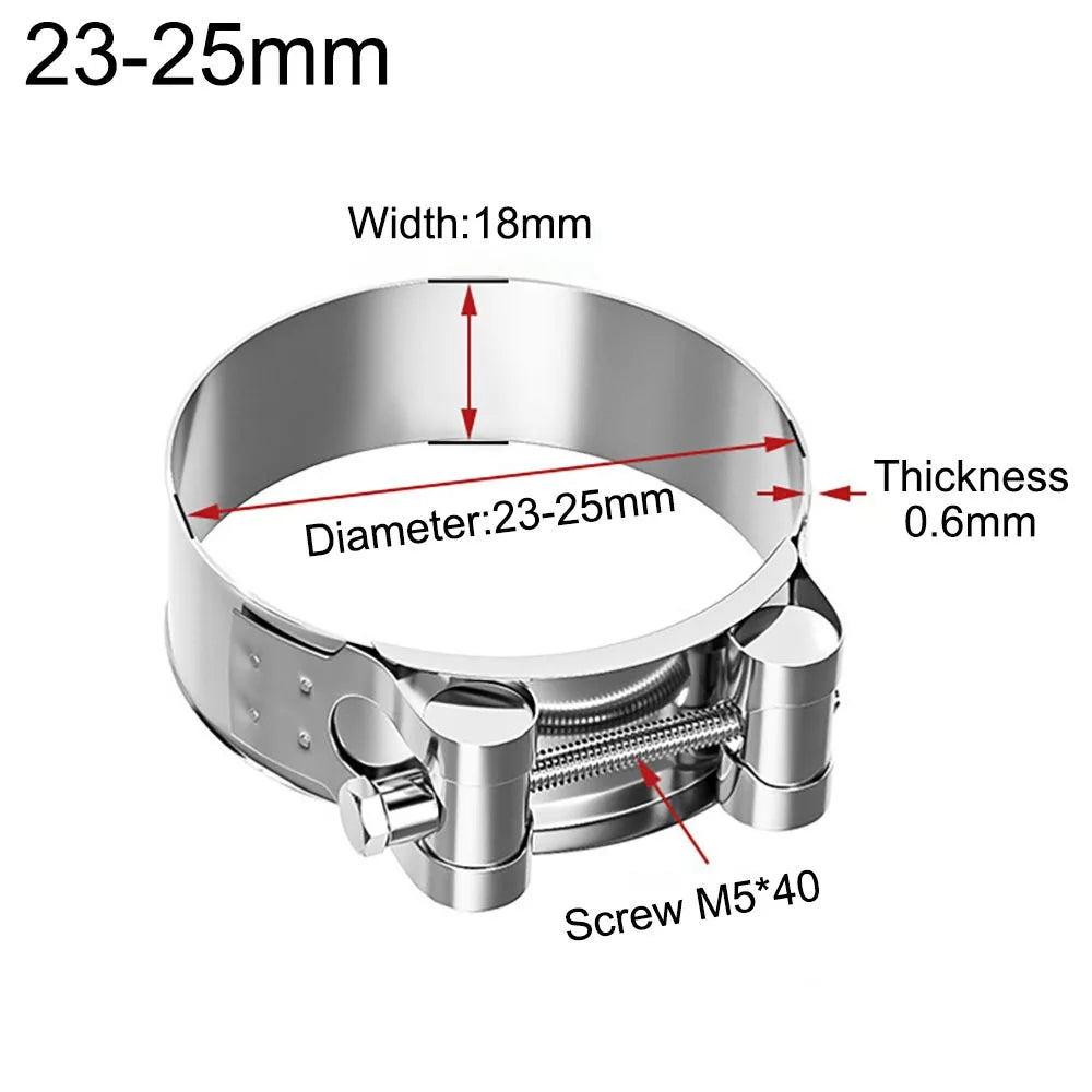 304 Stainless Steel T-Bolt Hose Clamps | Heavy-Duty Pipe Clips Hose Clamp Nixie 23-25mm