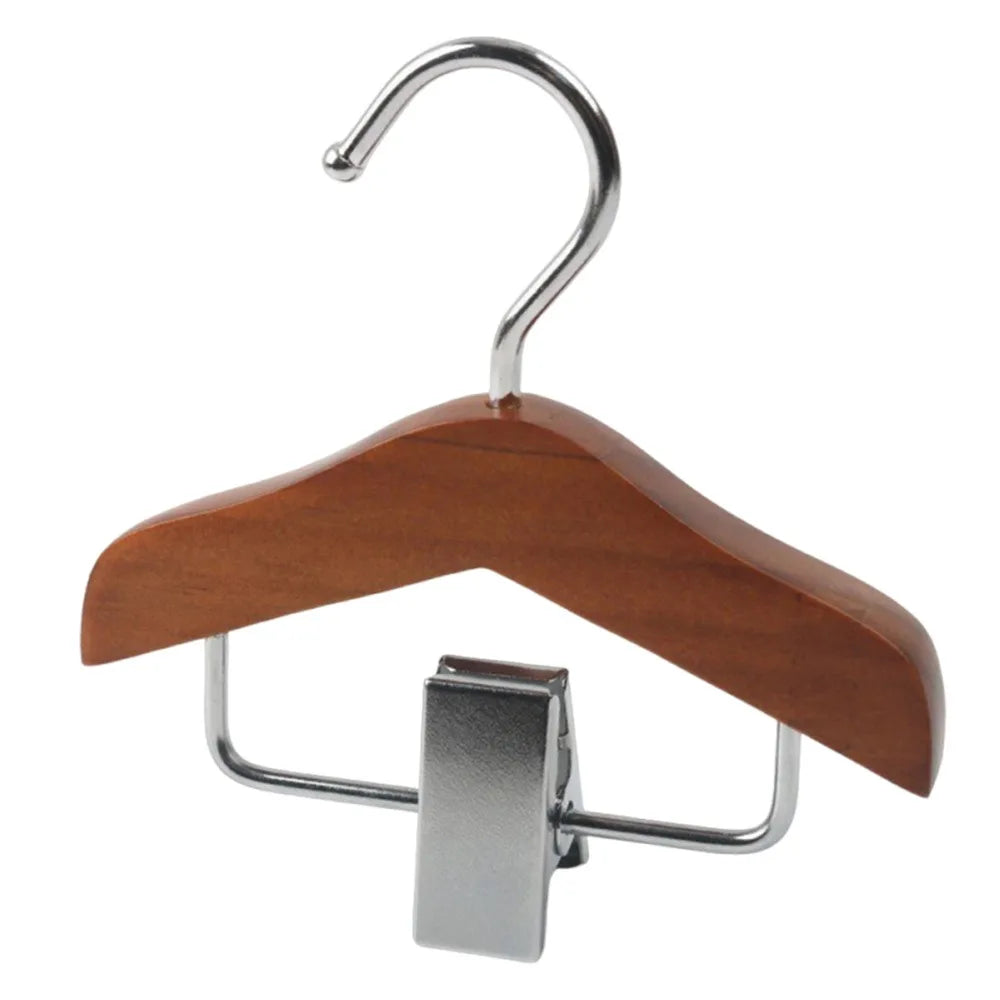 Solid Wood Clip Hanger Anti-Slip Mini Coat & Pants Rack