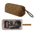 Quilted Hair Dryer Bag – Bow Embroidery Travel Storage Organizer Hair Tool Storage Bag Nixie Brown