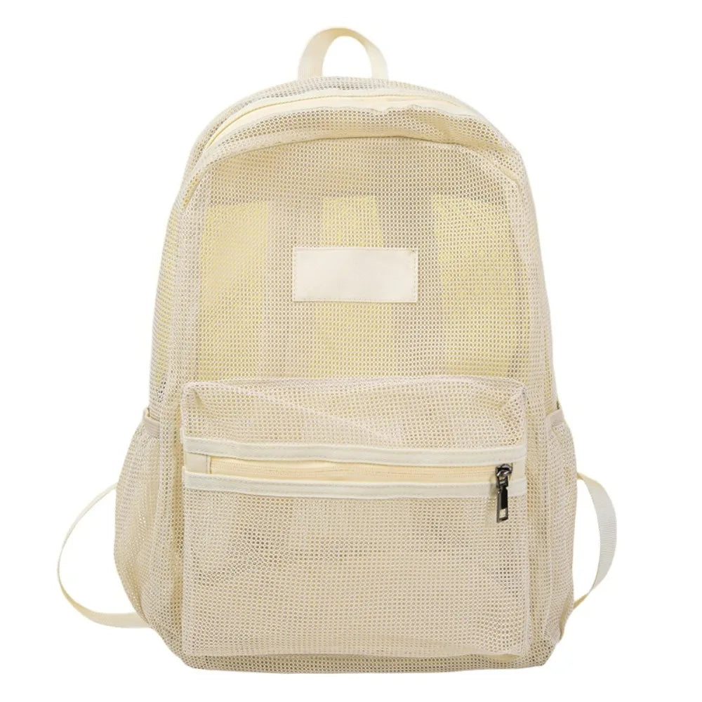 Breathable Mesh Transparent Backpack – Multi-Pocket Bookbag