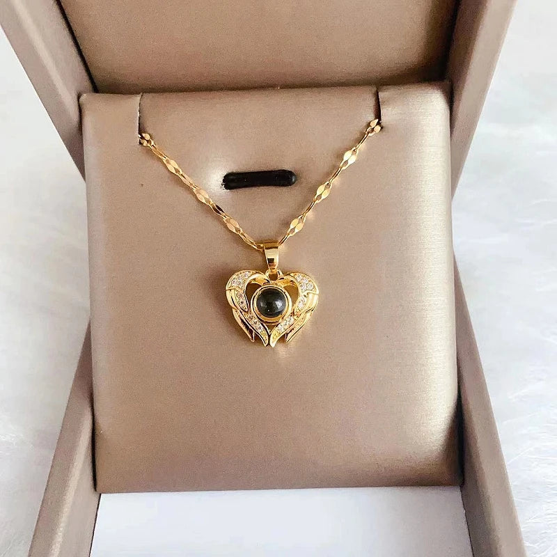 Women's Projection Pendant Necklace – I Love You Clavicle Chain Pendant Necklace Nixie